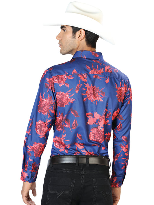 Blue And Red Casual Long Sleeve Shirt 43563