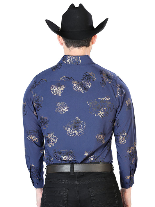 Navy Casual Long Sleeve Shirt 43843