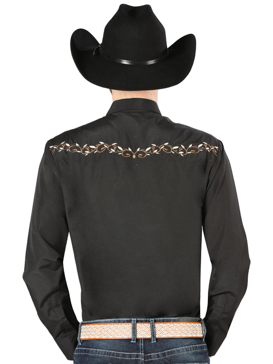 El General Embroidery Western Shirt Black/Gold 44200
