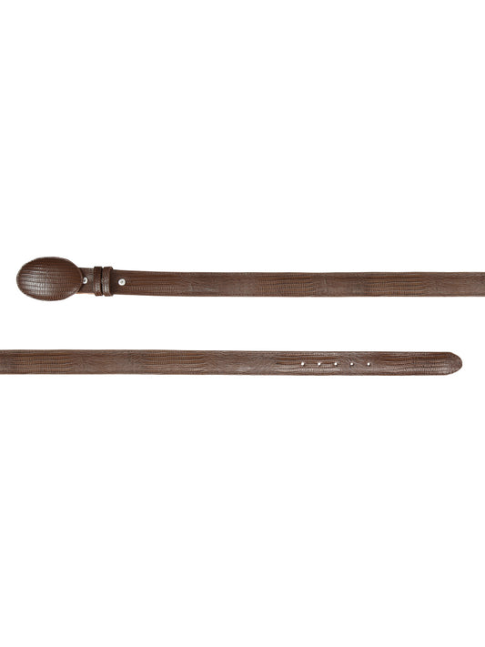 El General Men’s Cowboy Belt Imitation Lizard Leather - Brown 44678