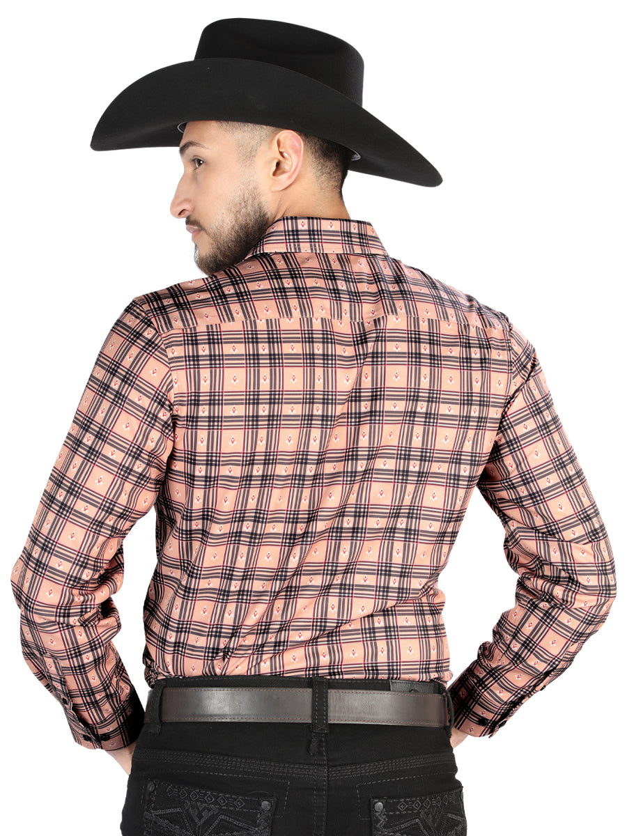 El General - Casual Long-Sleeve Shirt - Beige/Black 44697