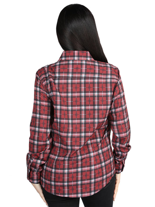 El General - Casual Long-Sleeve Shirt - Red/Black 44727