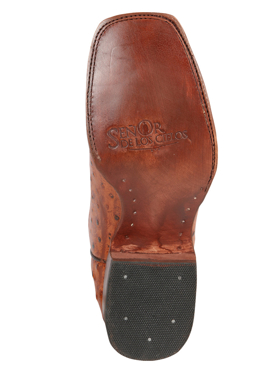 El General Rodeo - Printed Ostric leather boots - Cogñac 44936