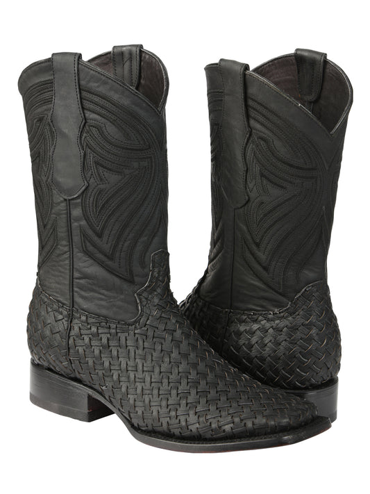 El General Men’s Leather Rodeo Boots Petatillo - Black 45400