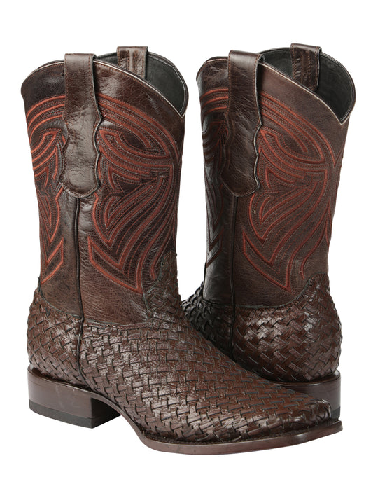 El General Men’s Leather Rodeo Boots Petatillo - Brown 45401