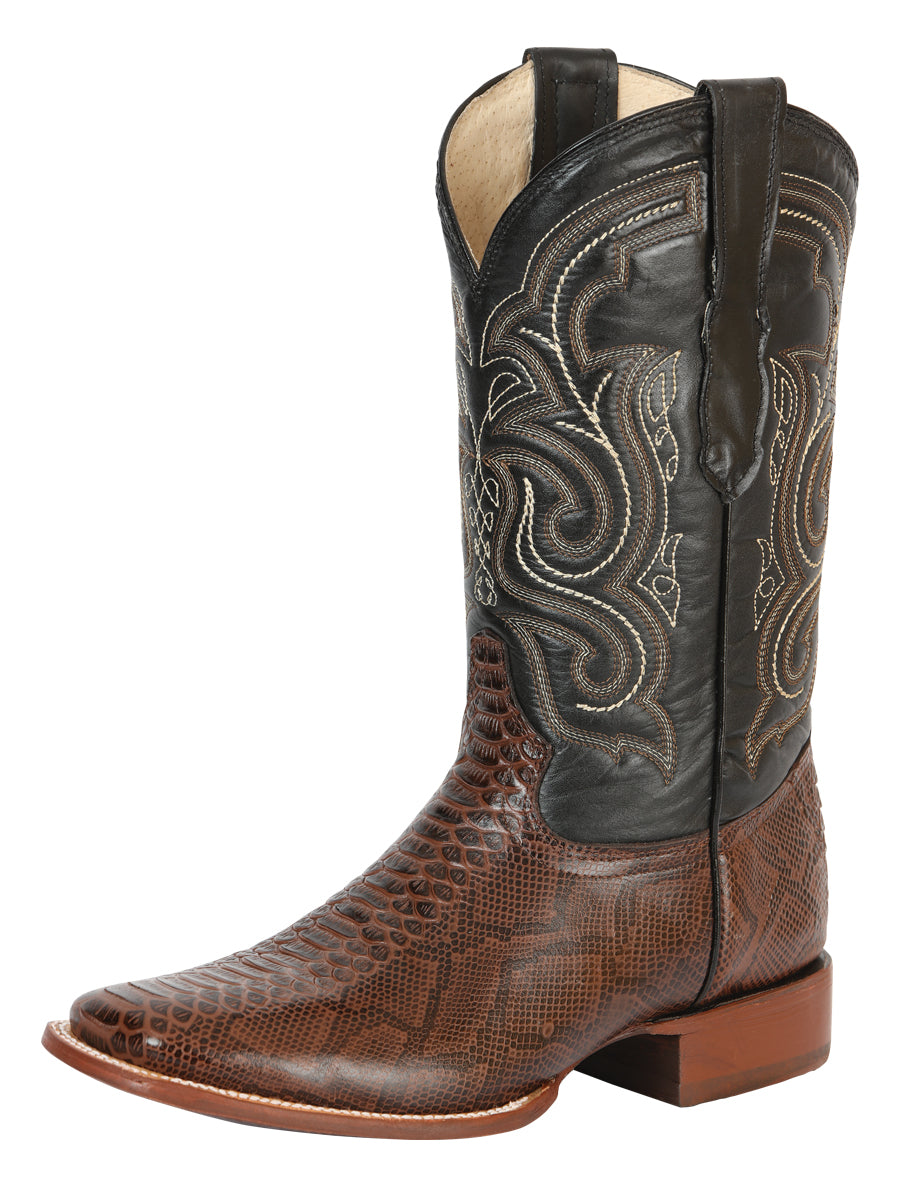 El General Men’s Python Imitation Rodeo Boots - Brown 45437