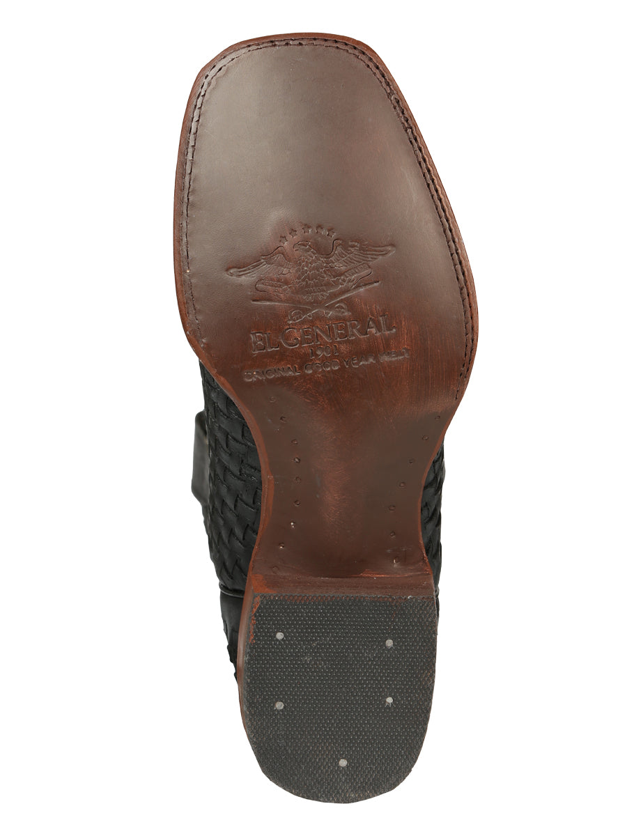 El General Men's Rodeo Boots Petatillo Leather - Black 45438