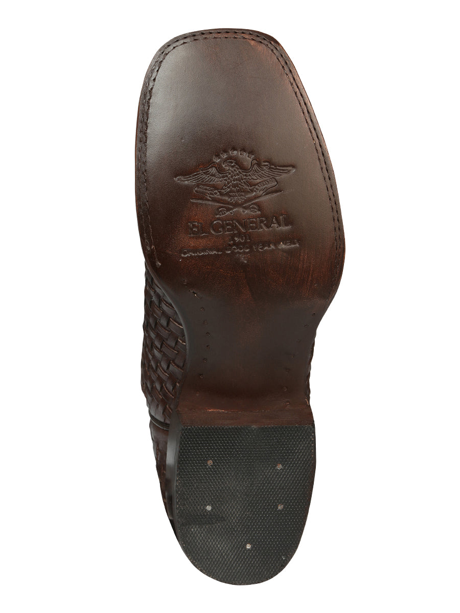 El General Men's Rodeo Boots Petatillo Leather - Brown 45440