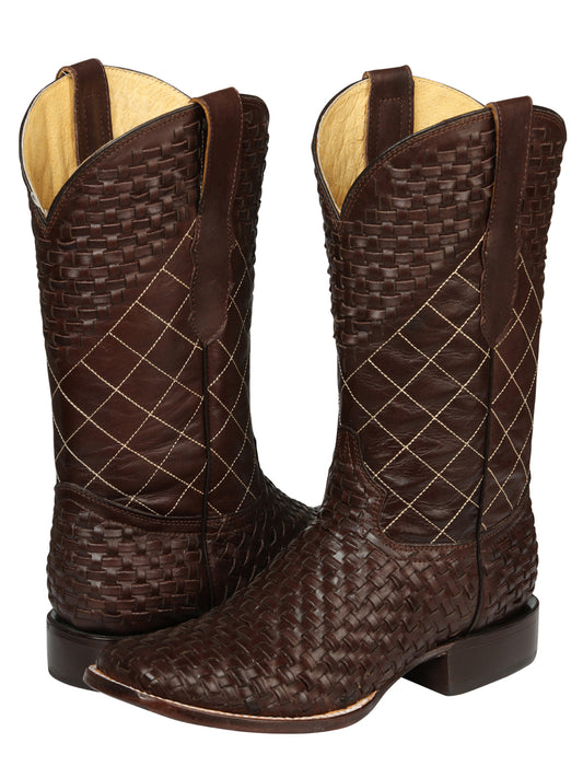 El General Men's Rodeo Boots Petatillo Leather - Brown 45440