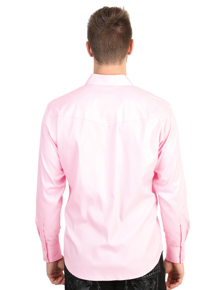 El General Men’s Long Sleeve Western Shirt - Light Pink Stretch 45618