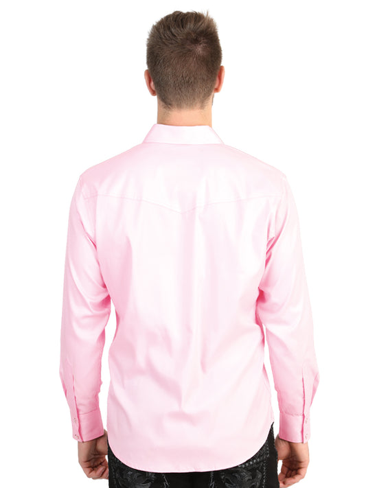 El General Men’s Long Sleeve Western Shirt - Light Pink Stretch 45618