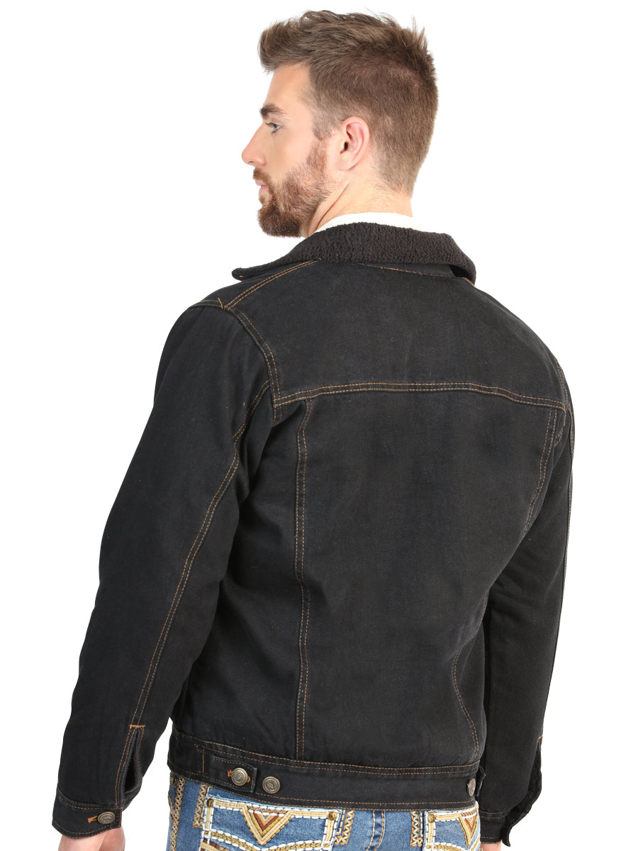El General Men’s Black Denim Sherpa-Lined Jacket 45641