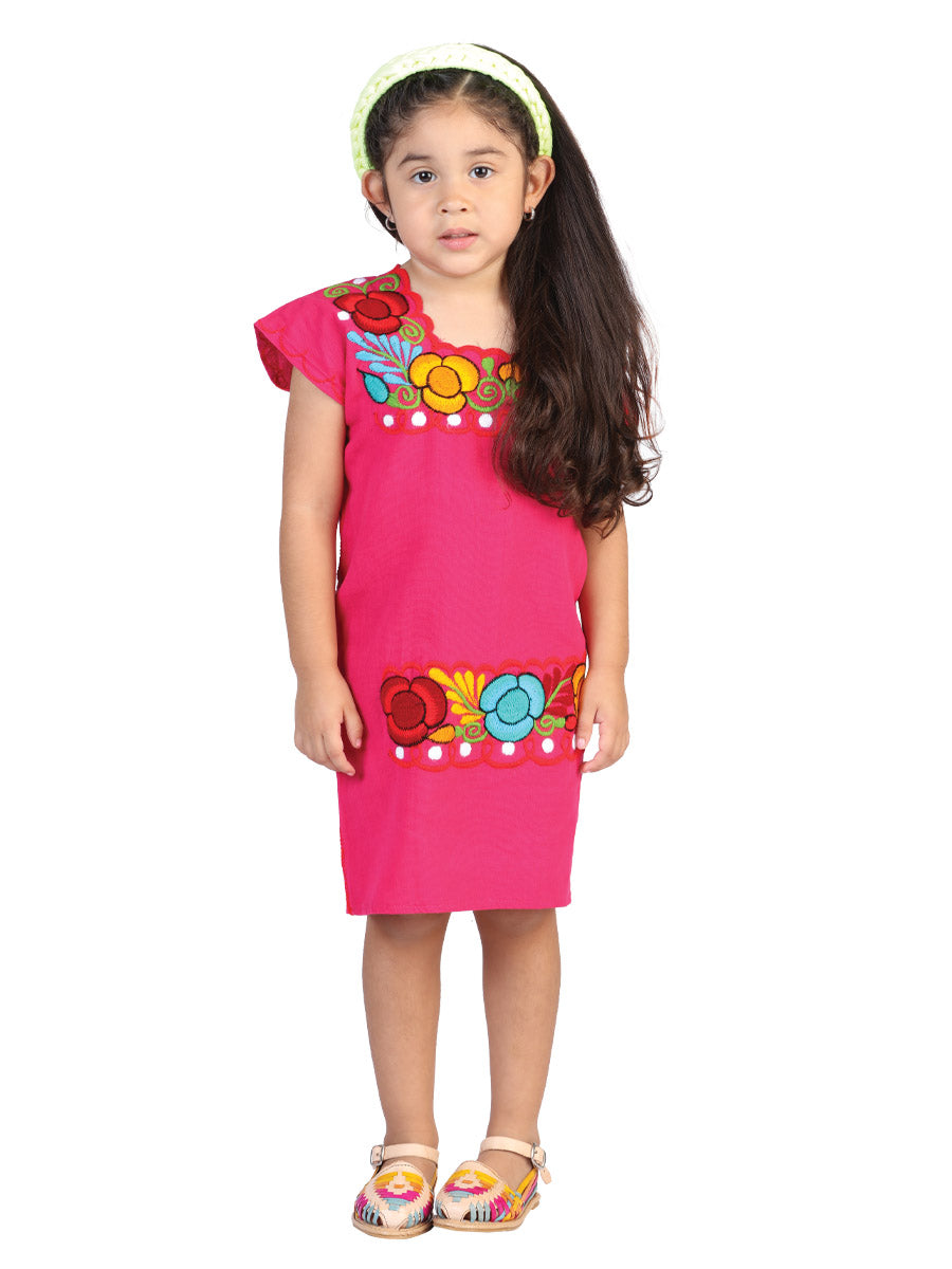 Artisanal Embroidered Dress 50% Cotton, 50% Polyester Pink 601661