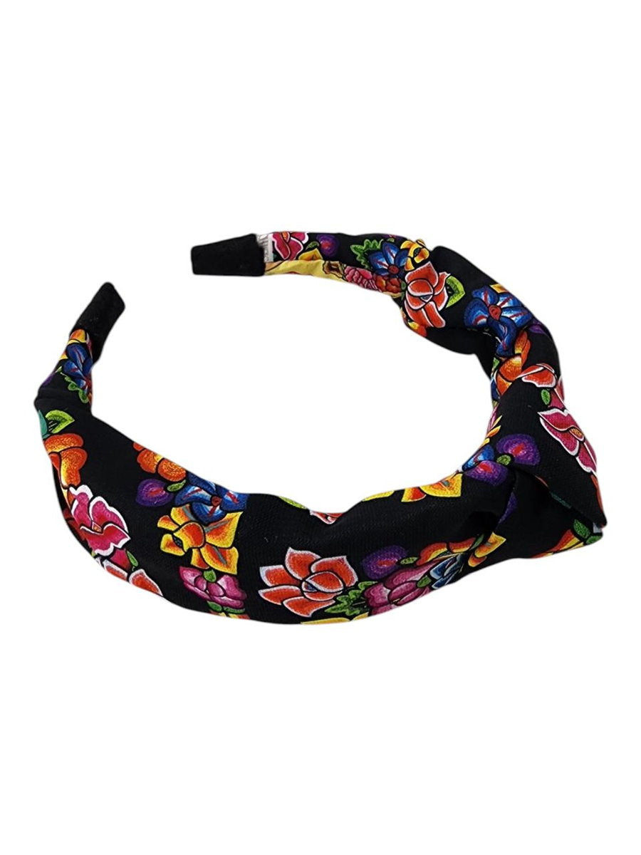 Artisanal Embroidered Headband 100% Cotton Blue 602693