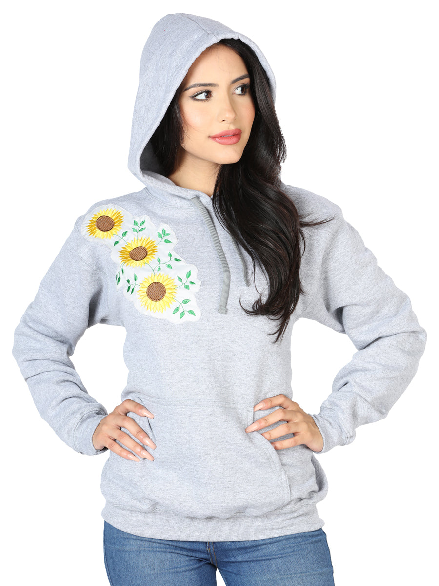 Artisanal Embroidered Sweatshirt 100% Cotton Gray 602825