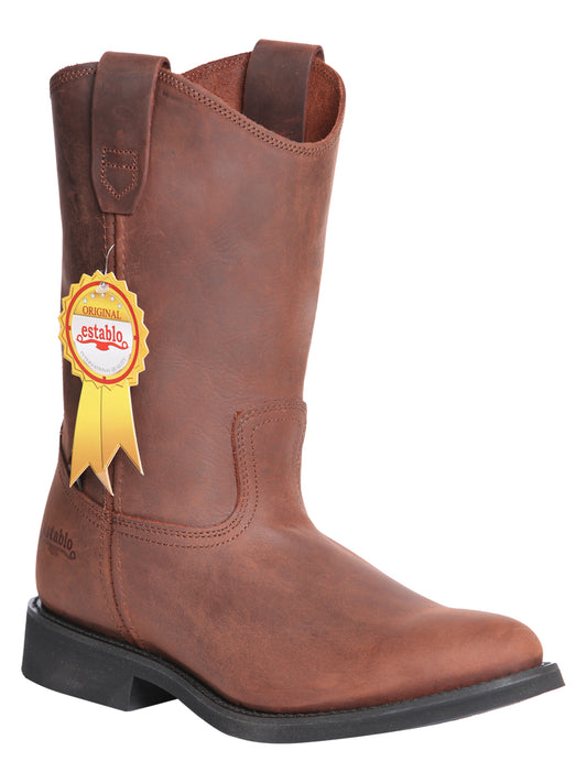 Establo Men's Work Boot - Leather  Grasso - Brown 315