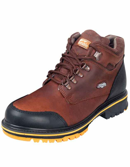 Establo Men's Work Ankle Boot - Black/Brown  Lace-Up 10848