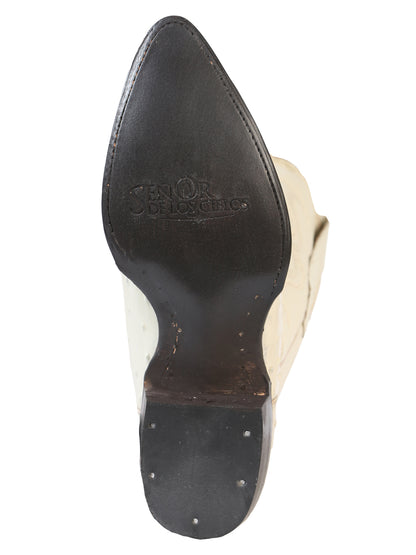 El Señor de los Cielos Men’s Western Boot - Ostrich Print Leather - Bone 40839