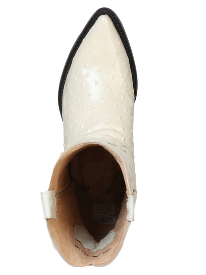 El Señor de los Cielos Men’s Western Boot - Ostrich Print Leather - Bone 40839
