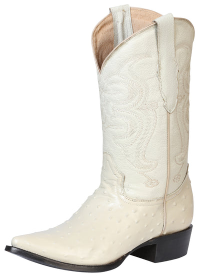 El Señor de los Cielos Men’s Western Boot - Ostrich Print Leather - Bone 40839