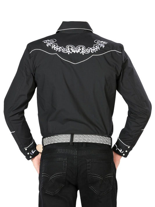 El General Embroidery Western Shirt Black/White 40987