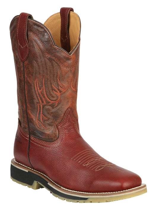 Establo Men’s Rodeo Boot - Bovine Grizzly Leather in Shedron 41541