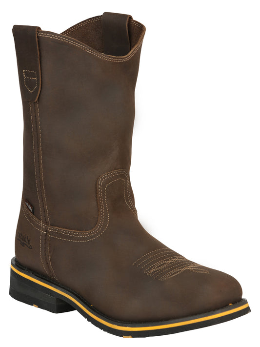 Establo Men’s Rodeo Boot - Crazy Leather Tan with Steel Toe 41544