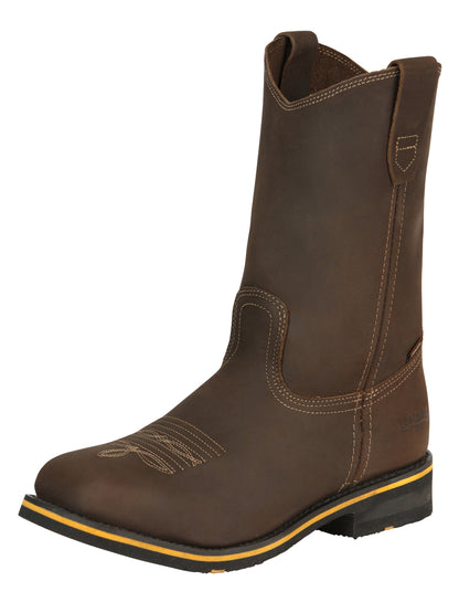 Establo Men’s Rodeo Boot - Crazy Leather Tan with Steel Toe  41544