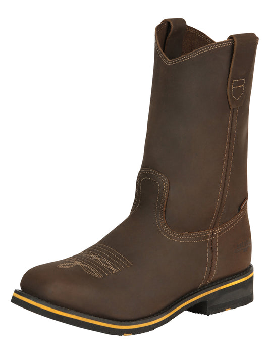 Establo Men’s Rodeo Boot - Crazy Leather Tan with Steel Toe 41544