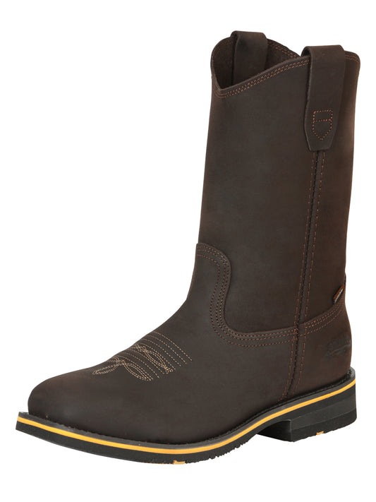 Establo Men’s Rodeo Boot - Crazy Leather Chocolate with Steel Toe 41545