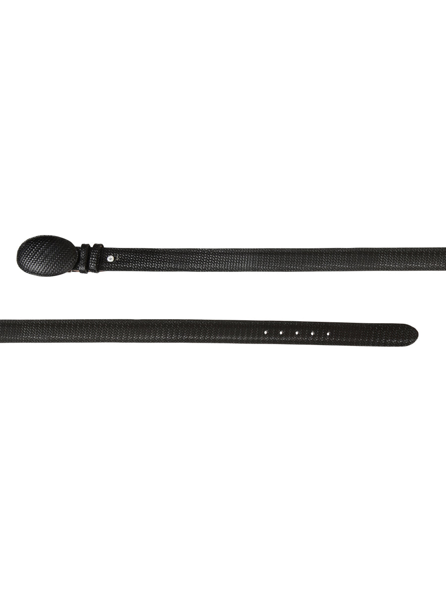 El General Men’s Western Belt - Black Woven Embossed Leather 41897