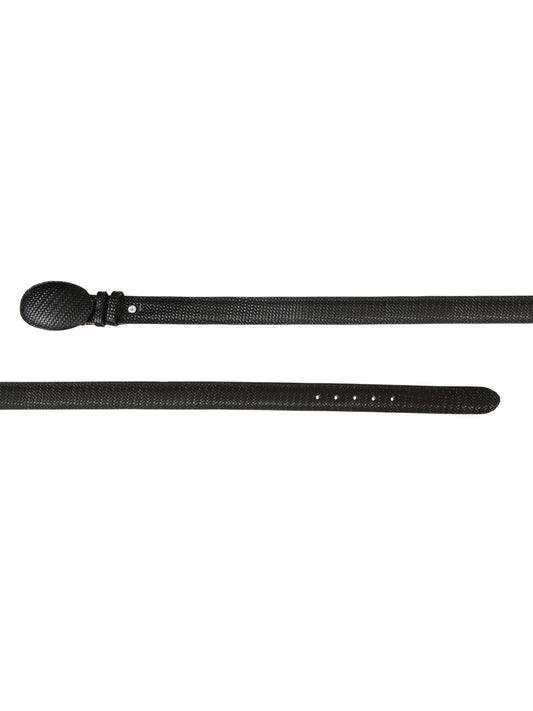 El General Men’s Western Belt - Black Woven Embossed Leather 41897