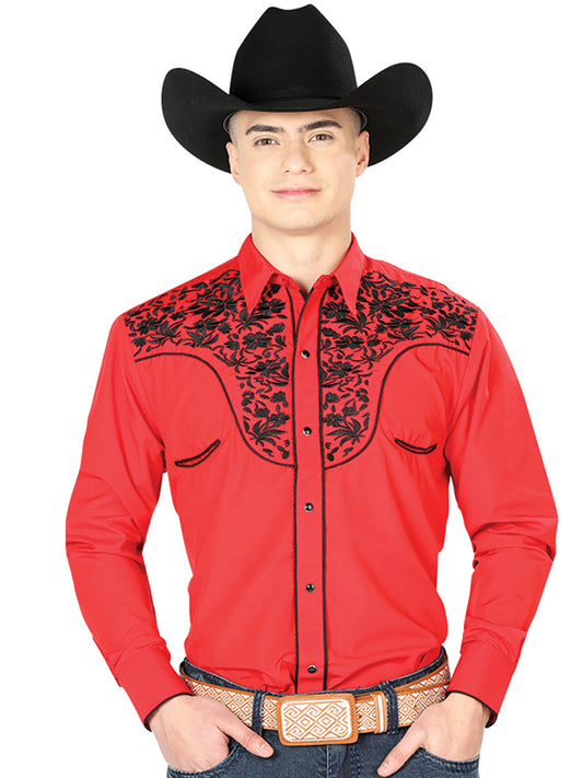 El Señor de los Cielos Embroidery Shirt Red/Black 43298