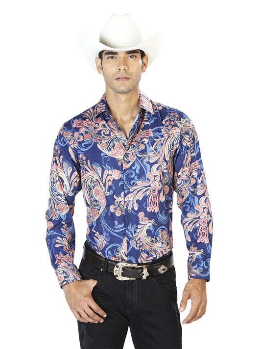 Blue Casual Long Sleeve Shirt 43579