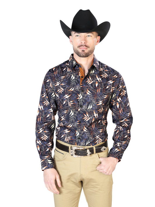 Black And Gold Casual Long Sleeve Shirt 43691