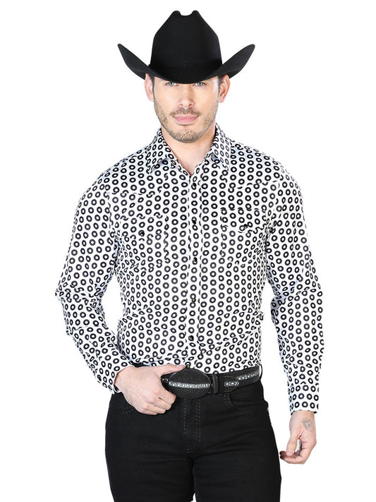 White And Black Casual Long Sleeve Shirt 43938