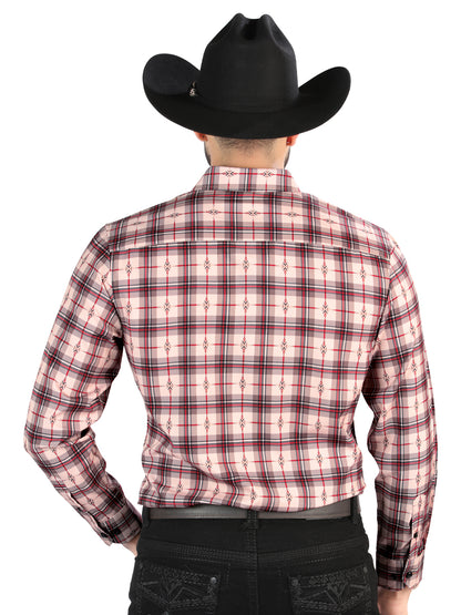 El General  -  Casual Long-Sleeve Shirt  - Beige/Red 44711