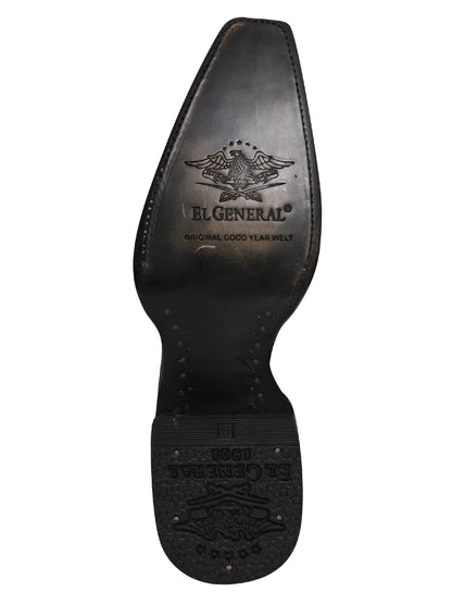 El General Men's Exotic Python Leather Cowboy Boots - Black 45087