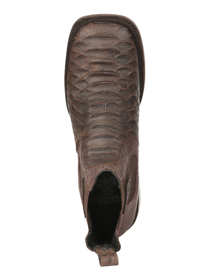 El General Men’s Python Imitation Brown Ankle Boots 45092