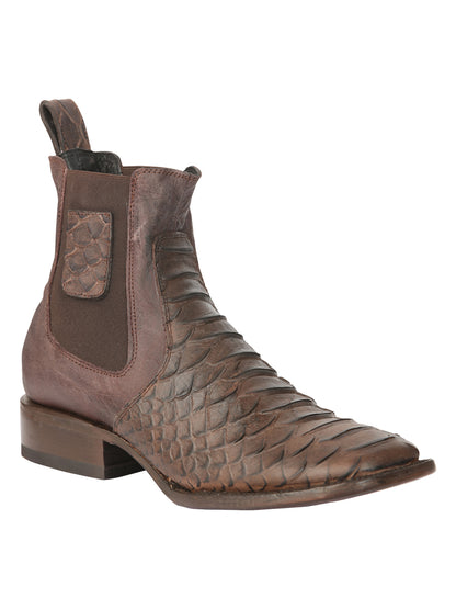 El General Men’s Python Imitation Brown Ankle Boots 45092