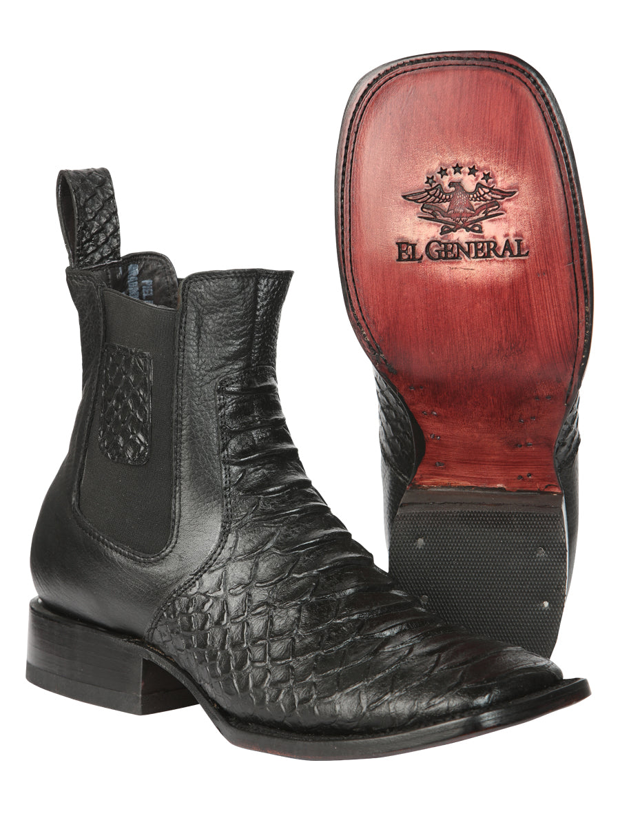 El General Men’s Python Imitation Black Ankle Boots 45093