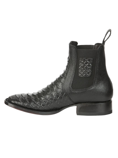 El General Men’s Python Imitation Black Ankle Boots 45093