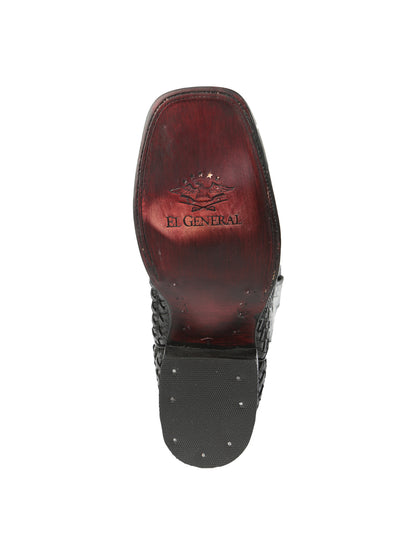 El General Men’s Leather Rodeo Boots Petatillo - Black 45096