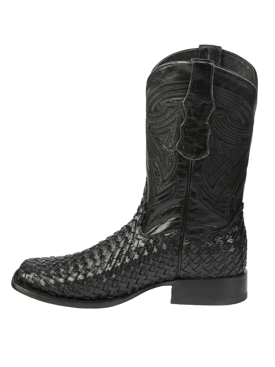 El General Men’s Leather Rodeo Boots Petatillo - Black 45096