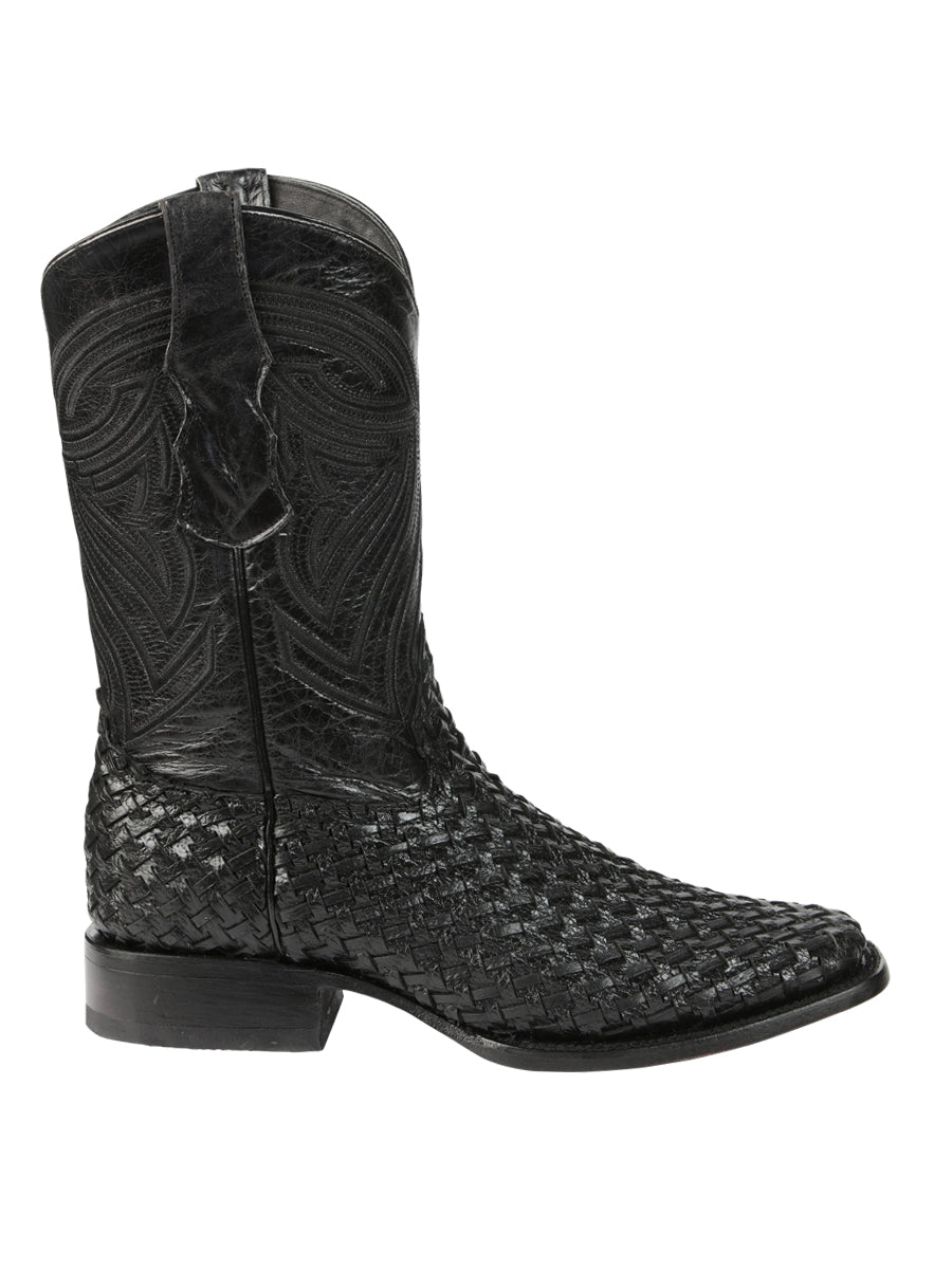 El General Men’s Leather Rodeo Boots Petatillo - Black 45096