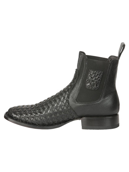 El General Men’s Rodeo Black Petatillo Woven Ankle Boots 45181