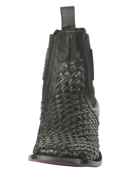 El General Men’s Rodeo Black Petatillo Woven Ankle Boots 45181