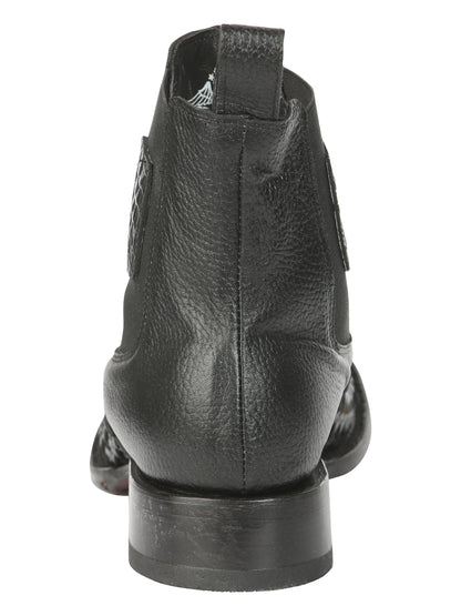 El General Men’s Rodeo Black Petatillo Woven Ankle Boots 45181