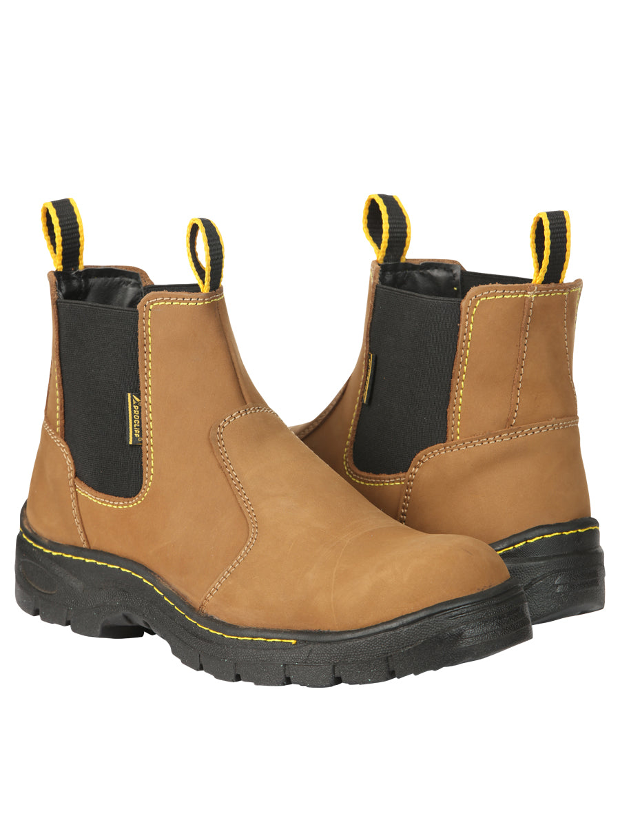Procliff Men’s Work Shoes Without Laces and Toe Cap - Nobuck Maple 45284