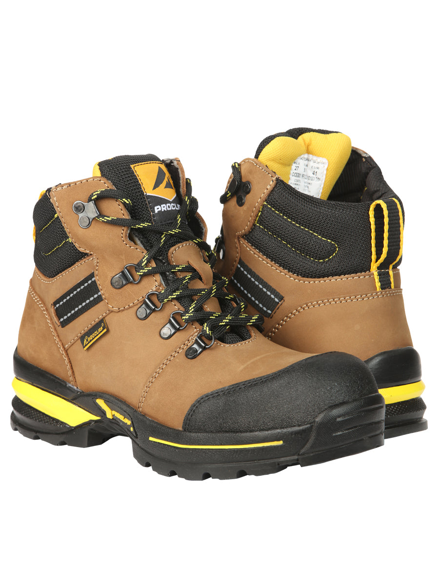 Procliff Safety Work Boots Nubuck Maple: Lace-Up with Helmet for Worksite Safety 45287